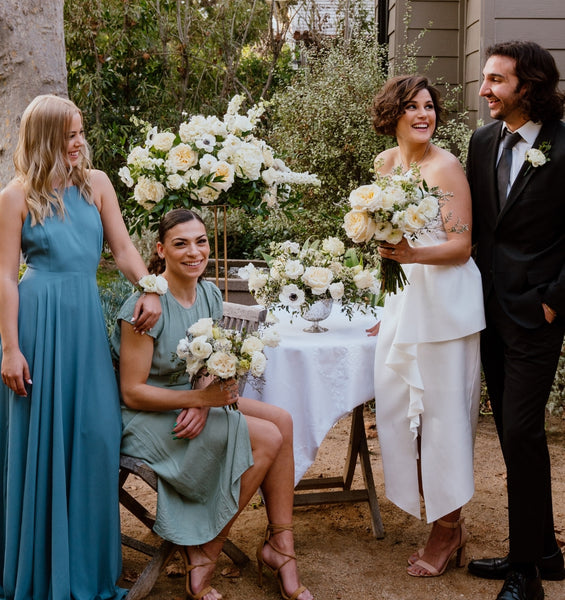 Primary and Lush Garden Wedding Flower Package with white and green flowers